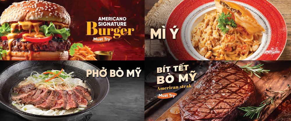Ngoài thực đơn món nước còn có các món Tây Âu, đa dạng món và hấp dẫn. Nguồn: americano - coffee.com